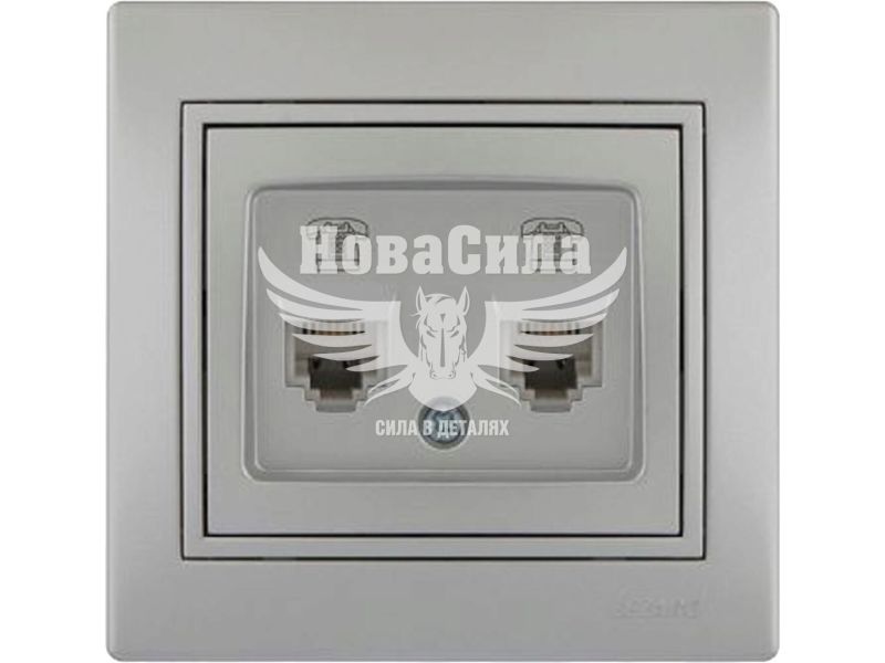 Розетка телефонна подвійна євро Lezard Mira сірий металік (701-1010-138)