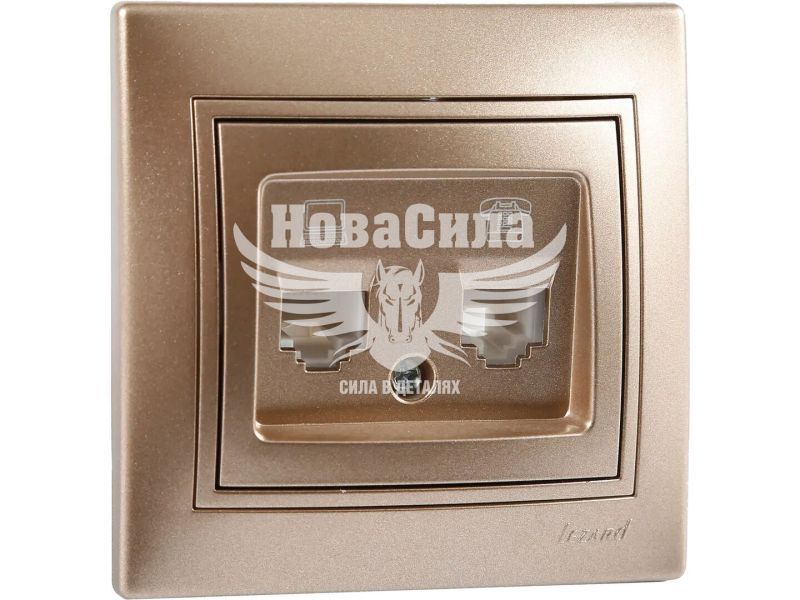 Розетка комп'ютер + телефон Lezard Mira RJ45 CAT5 + RJ11, світло-коричневий перламутр (701-3131-143)