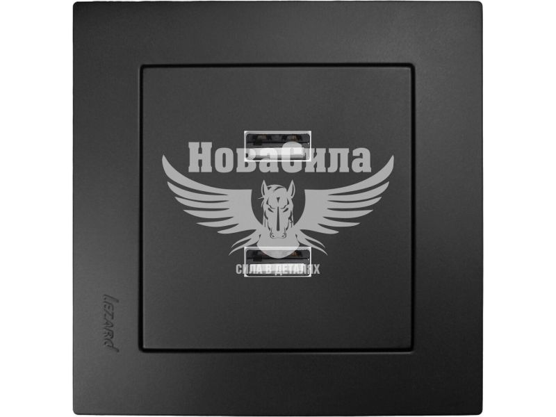 Розетка USB + USB Lezard Vesna антрацит (742-4288-192)