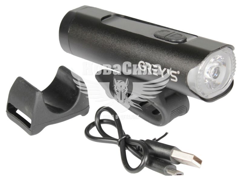 Фара велосипедна (Greys) 1xCree LED 500lm, кріпл. на кермо, 2400mAh, роб. до 80 год, дисплей (GR10180)