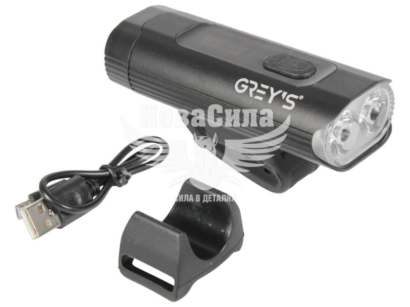 Фара велосипедна (Greys) 2xCree LED 1000lm, кріпл. на кермо, 4800mAh, роб. до 100 год, дисплей (GR10190)