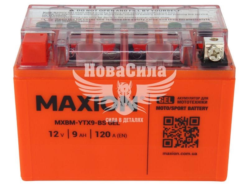 АКБ мото гелевий 12V 9-А/Ч L+ (Maxion) (152х88х106) (YTX9-BS GEL)