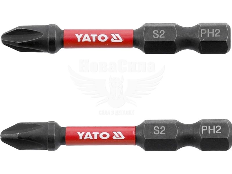 Насадки для викрутки ударні (Yato) PH2 50 мм, HEX 1/4", 2 шт. (YT-78041)