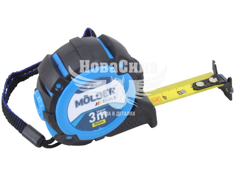 Рулетка 3м*16мм. (Molder Tools) нейл. покриття, автостоп, двостор. шкала (MT20303)