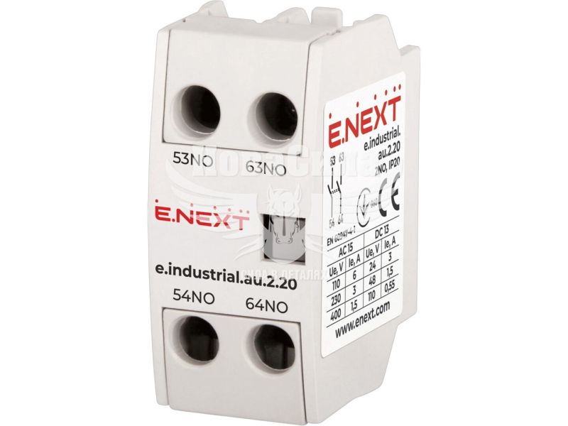 Додатковий контакт для контактора E.NEXT e.industrial.au.2.20, 2NO, 16 А (i0140002)