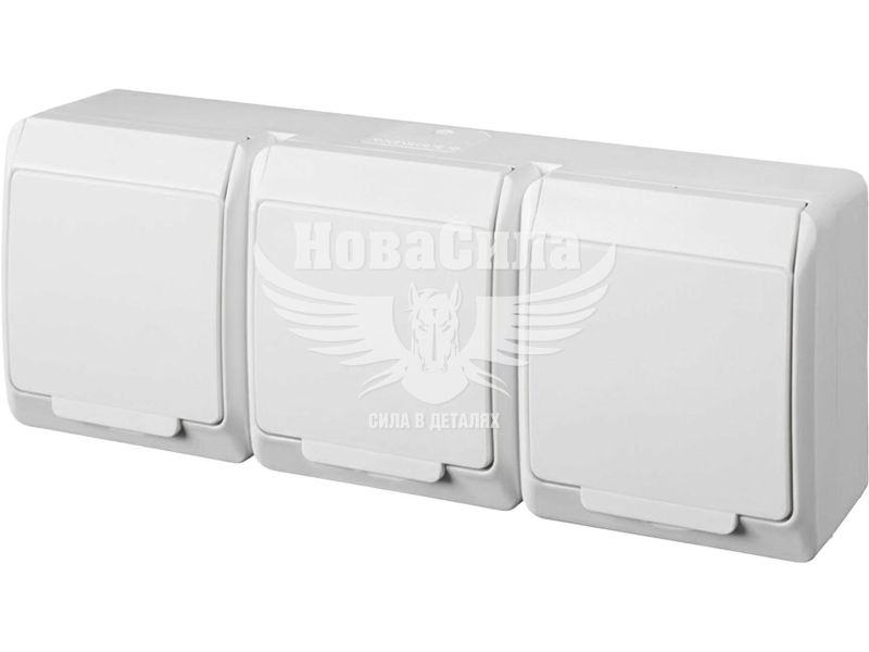 Розетка потрійна Elektro-Plast Hermes з/з з кришкою IP44 16А, біла (0326-02)
