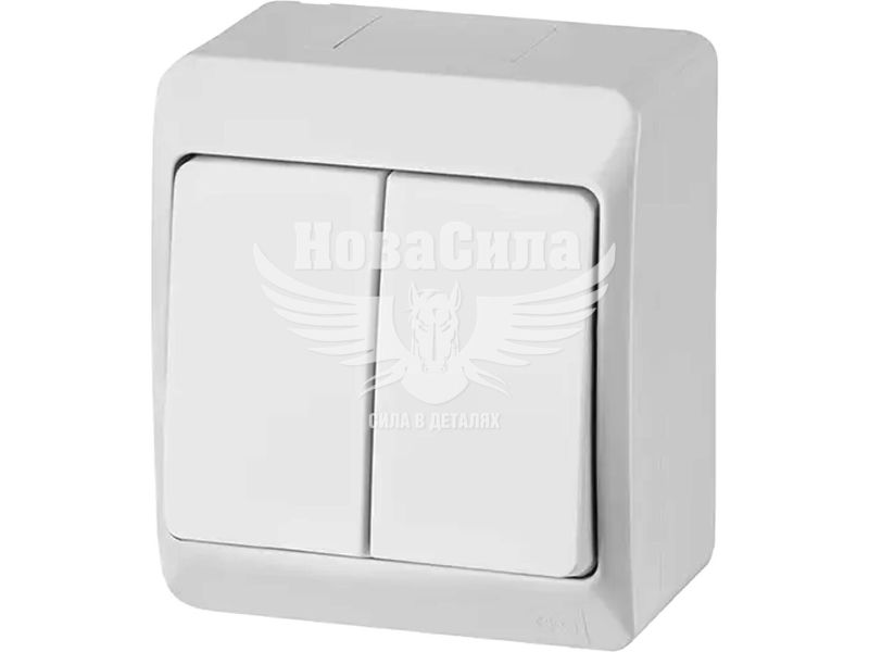 Вимикач подвійний Elektro-Plast Hermes IP44 10А, білий (0332-02)