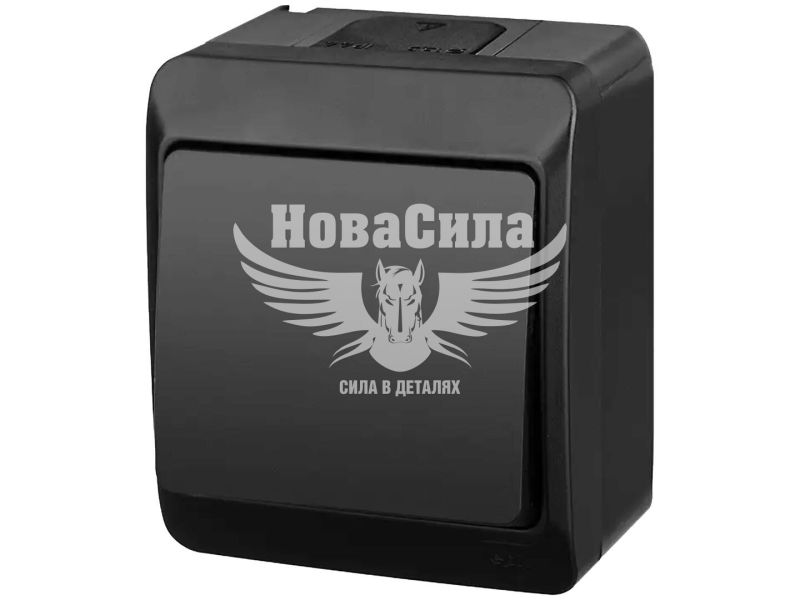 Вимикач одинарний Elektro-Plast Hermes IP44 10А, чорний (0331-09)