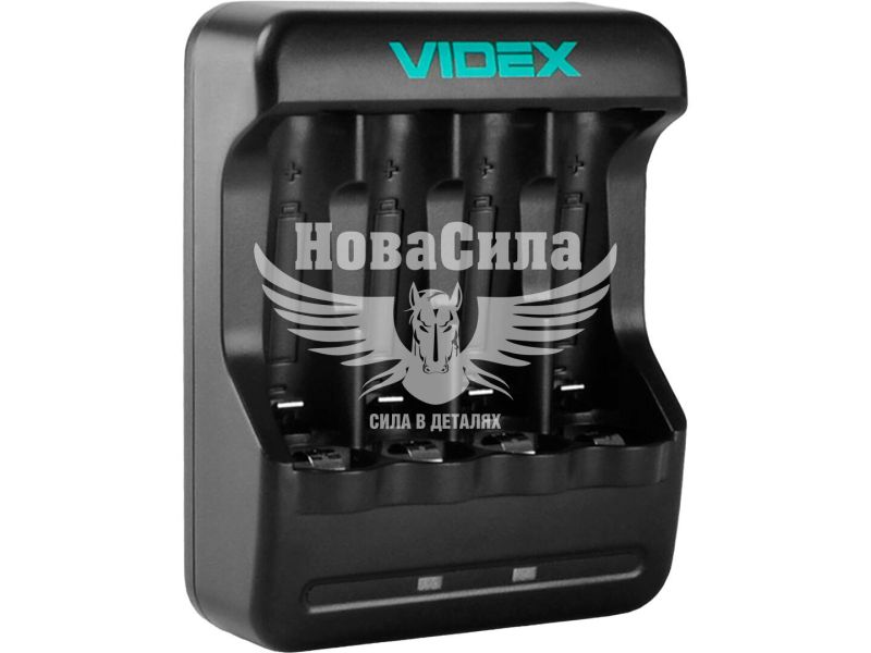 Зарядний пристрій для акумуляторів (Videx) VCH-N401, AA/AAA Ni-MH/Ni-Cd, 4 відсіки, 300 мА, Micro USB (VCH-N401)