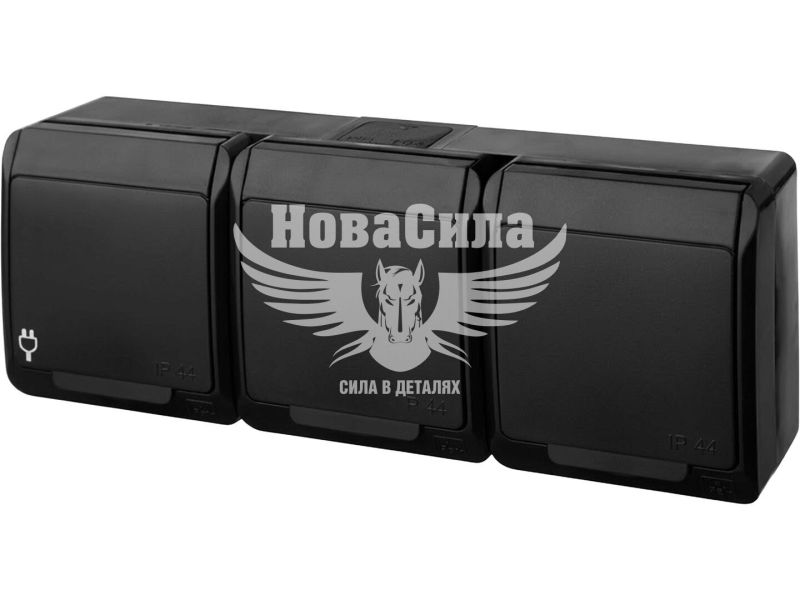 Розетка потрійна Elektro-Plast Hermes з/з з кришкою IP44 16А, коричнева (0326-06)
