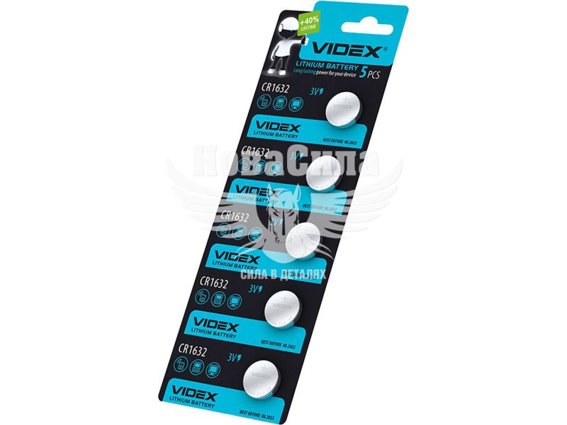 Батарейки літієві (Videx) CR1632 3 В, 130 мА·год, BLISTER CARD (CR1632 5pc)