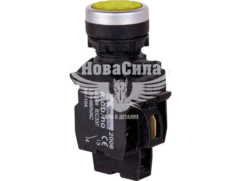 Кнопка керування з LED-підсвіткою E.NEXT e.pb.la.stand.32.td.11.yellow, жовта, d-22 мм, 1NO+1NC, IP40 (s010005)
