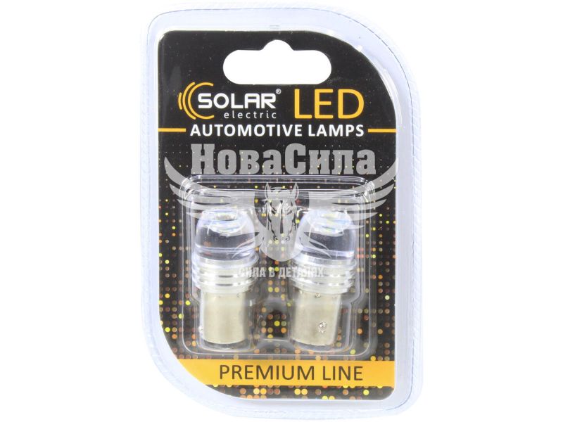 Лампочка 2-ох конт. груша біла LED SMD 12V 3-діоди P21/5W BAY15d (Solar) (к-т.-2шт.) блістер (SL1417)