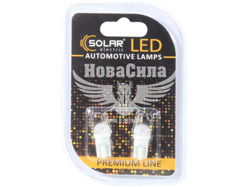 Лампочка без цоколя LED T10_W5W SMD біла 1-діод 2835 12V W2.1x9.5d (Solar) (к-т.-2шт.) (SL1405)