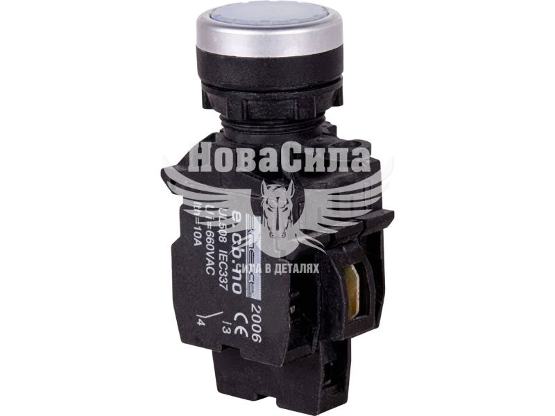 Кнопка керування з LED-підсвіткою E.NEXT e.pb.la.stand.32.td.11.white, біла, d-22 мм, 1NO+1NC (s010007)