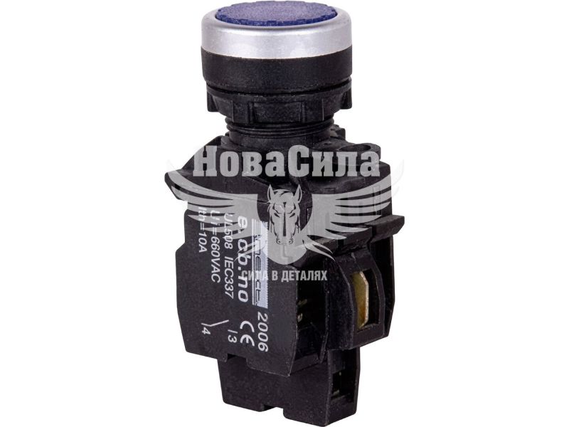 Кнопка управления с LED-подсветкой E.NEXT e.pb.la.stand.32.td.11.blue, синяя, d-22 мм, 1NO+1NC, IP40 (s010006)