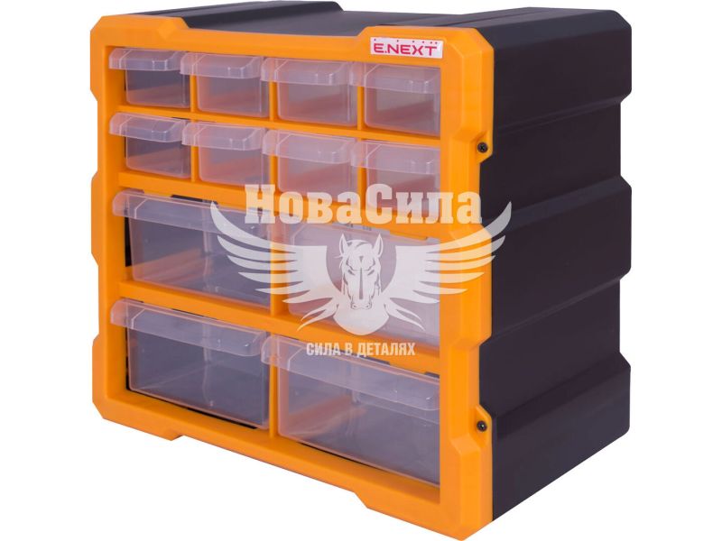 Органайзер пластиковий для інструментів і дрібних деталей E.NEXT e.toolbox.pro.19, 12 секцій, 267х157х262 мм (t011019)