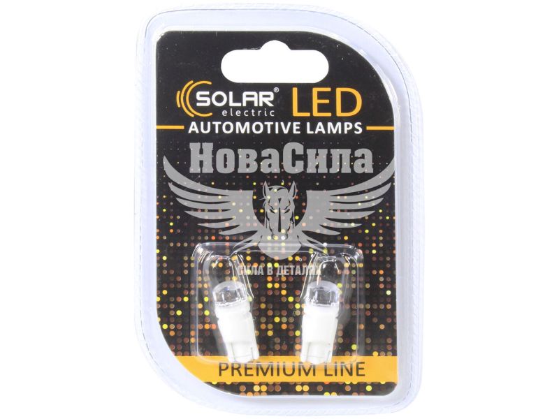 Лампочка без цоколя LED T10_W5W SMD біла 2-діоди 2835 12V W2.1x9.5d (Solar) (к-т.-2шт.) (SL1407)