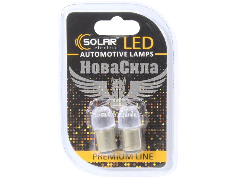 Лампочка 2-ох конт. груша біла LED SMD 12V 3-діоди 5730 P21/5W BAY15d (Solar) (к-т.-2шт.) (SL1415)