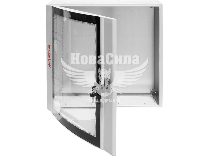 Корпус металевий щитовий E.NEXT e.mbox.industrial.p.90.60.20.gl, 900х600х200 мм, зі скляними дверцятами та монтажною панеллю, IP55, IK10 (CPD609020M)