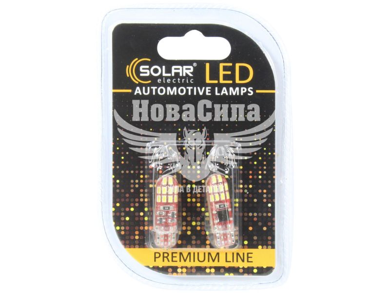 Лампочка без цоколя LED T10_W5W SMD біла 20-діодів 3014 12V W2.1x9.5d CANbus (Solar) (к-т.-2шт.) (SL1408)