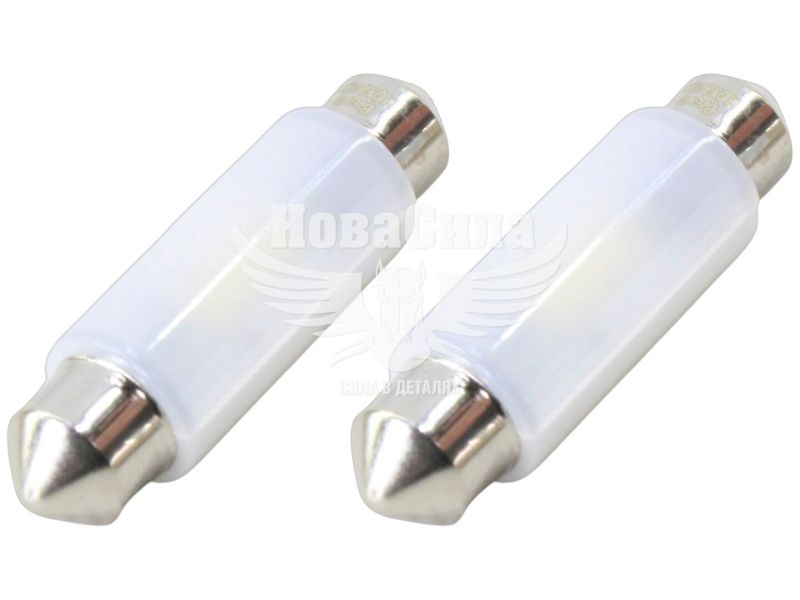 Лампочка 2-ох цокольна LED T11_C10W SMD біла 3-діоди 12V-5Вт T11 41мм. CANbus (Brevia) (к-т.-2шт.) (10116X2)