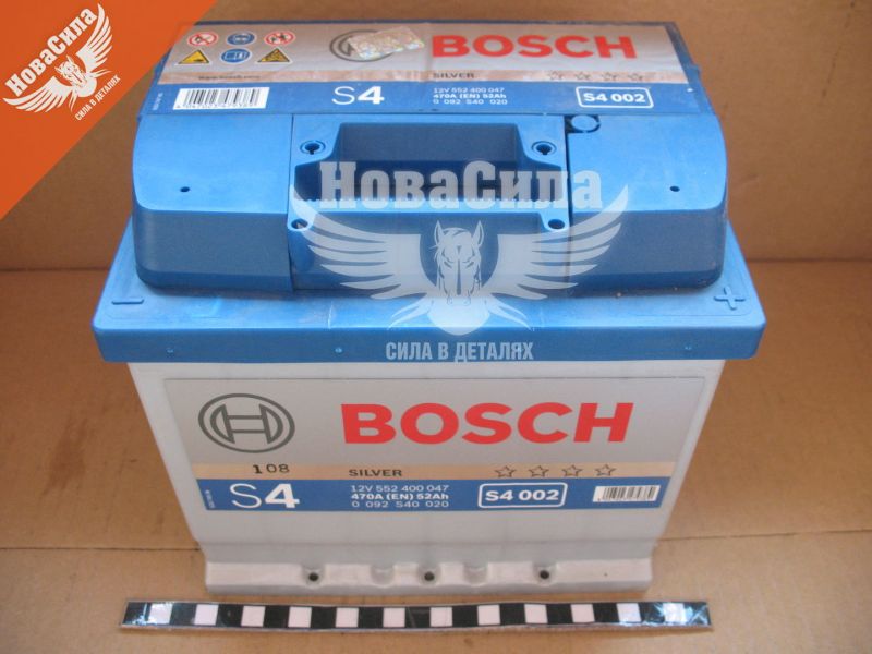 АКБ 52-А/Ч (Bosch) S-4 (Silver) (R+) (470A) (0092S40020)