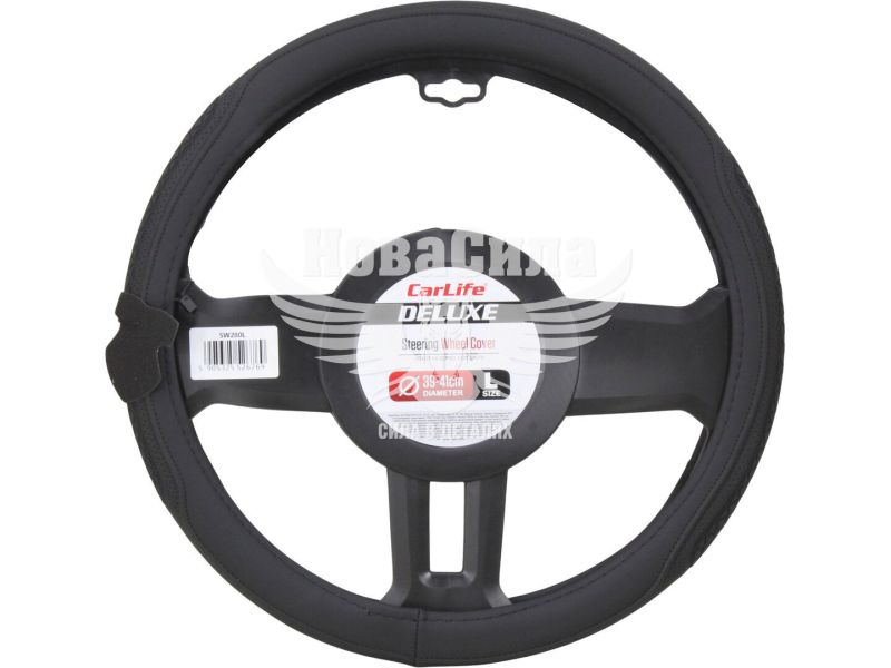 Чехол руля L экокожа черный 39-41см. (CarLife) 280 (SW280L)